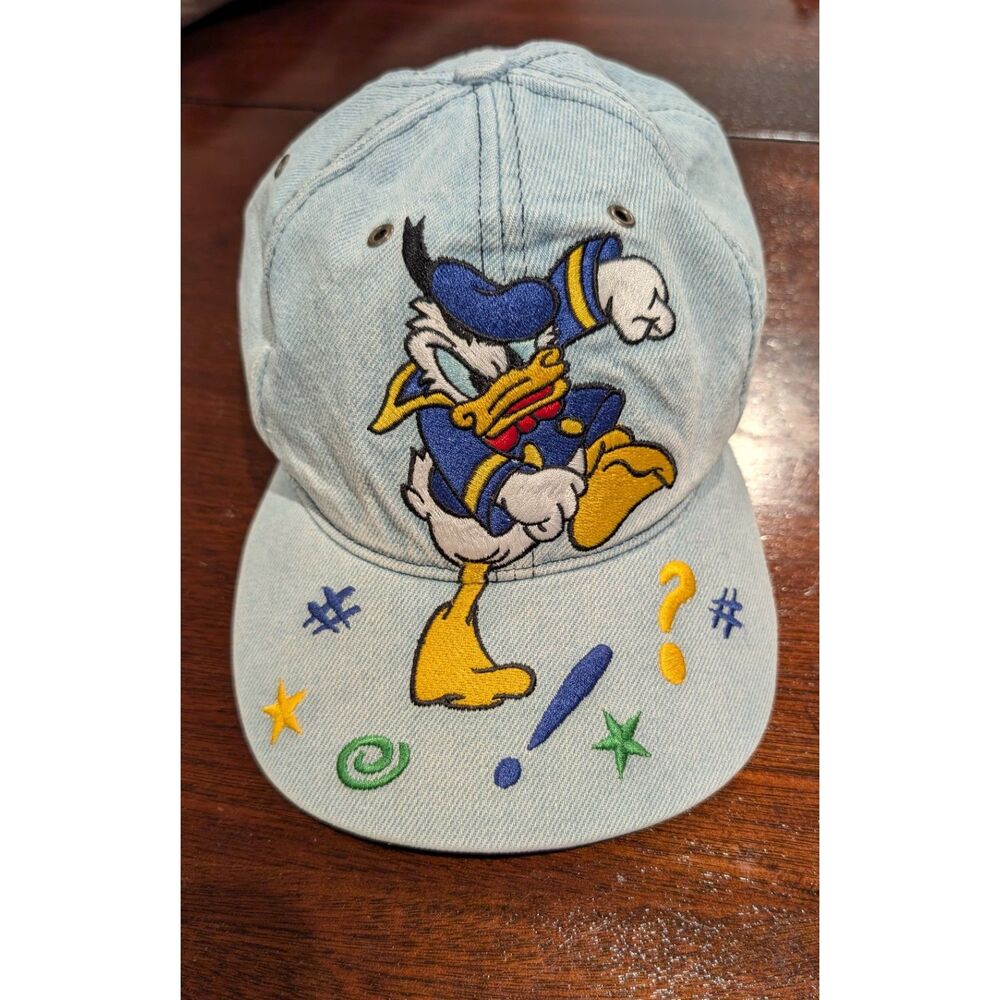 Vintage Donald Duck Denim Hat • Walt Disney World Tag • Adult Adjustable Cap